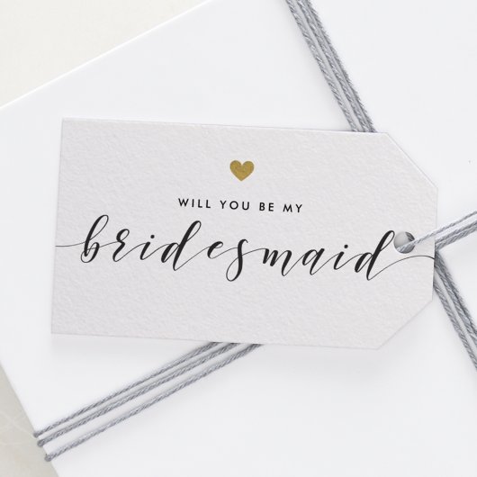 金ゴールドモダンハートは私の花嫁になる ギフトタグ