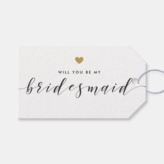 金ゴールドモダンハートは私の花嫁になる ギフトタグ (正面(横))