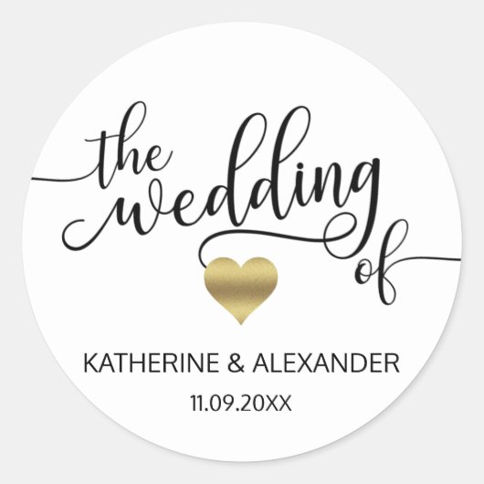 金ゴールドモダンハートは結婚アザラシの ラウンドシール (正面)