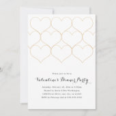 金ゴールドモダンハートバレンタインデイディナーパーティー 招待状 (正面)