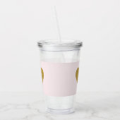 金ゴールドモダンハートパーソナライズされたモノグラムピンク アクリルタンブラー (左)