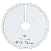 金ゴールドモダンハートファミリ名モノグラム ブラッシュドポリエステルツリースカート (正面)