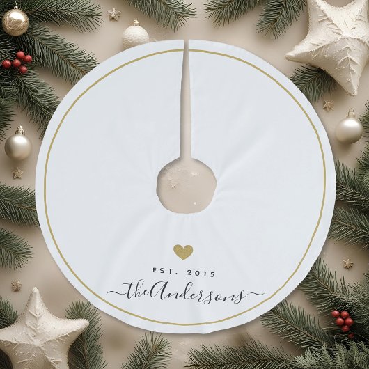 金ゴールドモダンハートファミリ名モノグラム ブラッシュドポリエステルツリースカート