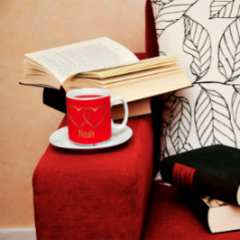 金ゴールドモダンハートレッド2トーンコーヒーマグ ツートーンマグカップ