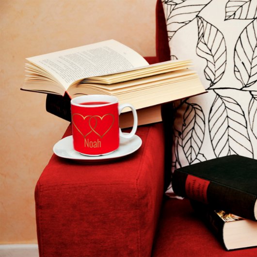 金ゴールドモダンハートレッド2トーンコーヒーマグ ツートーンマグカップ