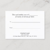 金ゴールドモダンハート商品券 割引カード (裏面)