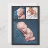 金ゴールドモダンハート少年の写真誕生のお知らせ 招待状 (裏面)