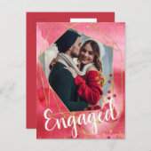 金ゴールドモダンハート幾何学的フォト婚約パーティ インビテーションポストカード (正面/裏面)