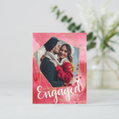 金ゴールドモダンハート幾何学的フォト婚約パーティ インビテーションポストカード (スタンド正面)