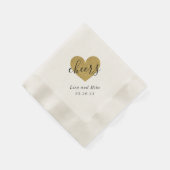 金ゴールドモダンハート応援ウェディングパーティー 縁ありカクテルナプキン (角)
