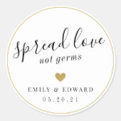 金ゴールドモダンハート結婚式の引き出物ハンドサニタイザー ラウンドシール (正面)