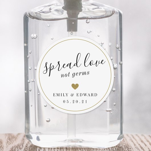 金ゴールドモダンハート結婚式の引き出物ハンドサニタイザー ラウンドシール