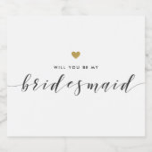 金ゴールドモダンハート花嫁の提案 スパークリングワインラベル (シングルラベル)