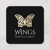 金ゴールドモダンバタフライブラック スクエア名刺 (正面)