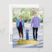 金ゴールドモダンバナーの平和と喜びの写真 シーズンポストカード (正面/裏面)