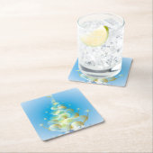 金ゴールドモダンバブルアートクリスマスツリー スクエアペーパーコースター (インサイチュ)
