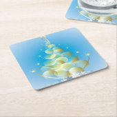 金ゴールドモダンバブルアートクリスマスツリー スクエアペーパーコースター (アングル)