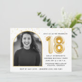 金ゴールドモダンバルーン紙吹雪18th誕生日パーティー 招待状 (スタンド正面)