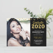 金ゴールドモダンバルーン2020黒卒業 招待状 (スタンド正面)