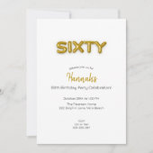 金ゴールドモダンバルーン60th誕生日パーティーフォト 招待状 (正面)