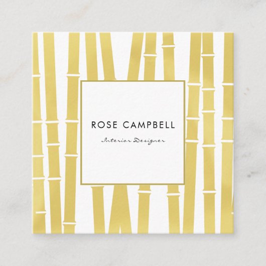 金ゴールドモダンバンブーグローブスクエアビジネスカード スクエア名刺 (正面)