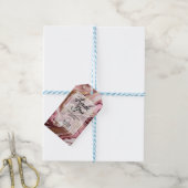 金ゴールドモダンバーガンディーピンクマーブルフルードサンキュー ギフトタグ (より糸付き)