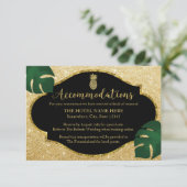 金ゴールドモダンパイナップルビーチ結婚式アコモデーション エンクロージャーカード (スタンド正面)