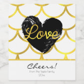 金ゴールドモダンパターン(ハート) ワインラベル (シングルラベル)