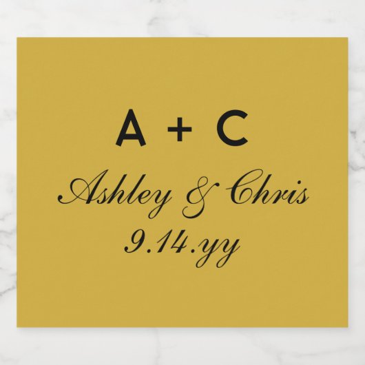 金ゴールドモダンパーソナライズされたのシャンパンの恩恵 スパークリングワインラベル (シングルラベル)