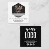 金ゴールドモダンパーソナライズされたオーダーサークルありがとうS スクエア名刺 (正面/裏面)