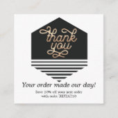 金ゴールドモダンパーソナライズされたオーダーサークルありがとうS スクエア名刺 (正面)