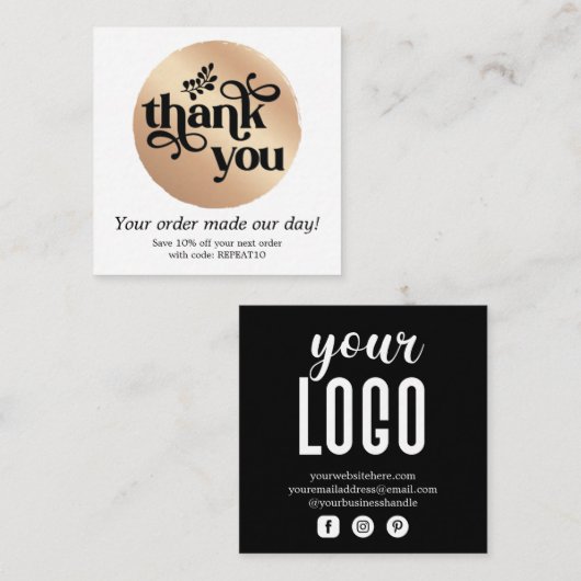 金ゴールドモダンパーソナライズされたオーダーサークル スクエア名刺 (正面/裏面)