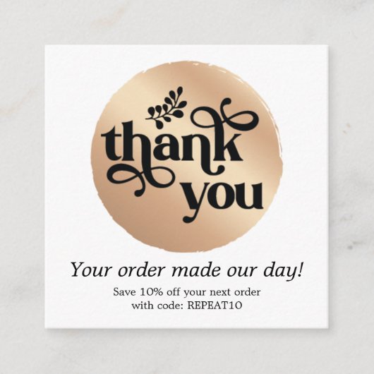 金ゴールドモダンパーソナライズされたオーダーサークル スクエア名刺 (正面)