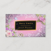 金ゴールドモダンパーティーピンク文字の名刺を追加 名刺 (正面)