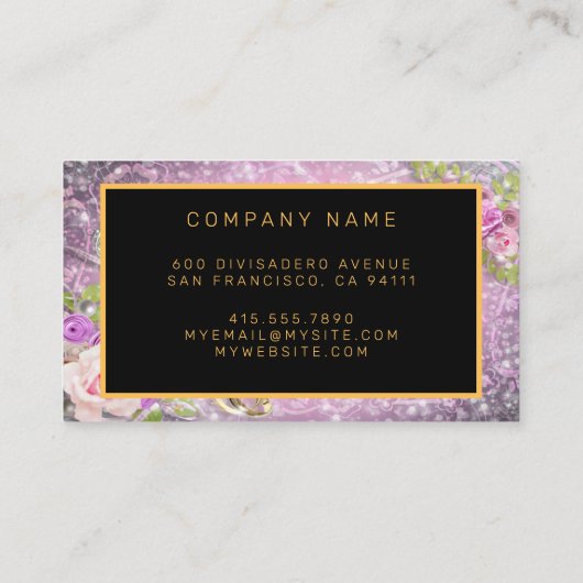 金ゴールドモダンパーティーピンク文字の名刺を追加 名刺 (裏面)