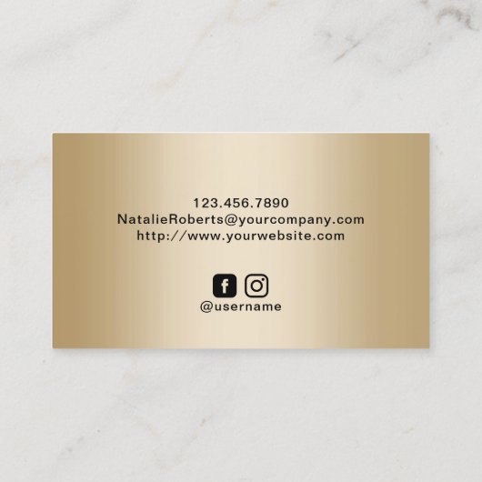 金ゴールドモダンパープルアゲートメイクアップアーティストヘアサロン 名刺 (裏面)