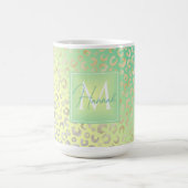 金ゴールドモダンヒョウ印刷イエローミントグラデーション コーヒーマグカップ (中央)