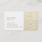 金ゴールドモダンヒョウ柄レッドキスメイクアップアーティスト 名刺 (裏面)