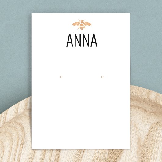 金ゴールドモダンビー白イヤリング表示カード