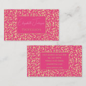 金ゴールドモダンピンクヒョウ印刷パターン 名刺 (正面/裏面)