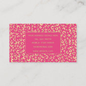 金ゴールドモダンピンクヒョウ印刷パターン 名刺 (裏面)