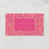 金ゴールドモダンピンクヒョウ印刷パターン 名刺 (正面)