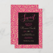 金ゴールドモダンピンクヒョウ印刷パターン 招待状 (正面/裏面)