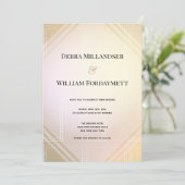 金ゴールドモダンピンクメタリック結婚未来派 招待状 (スタンド正面)