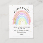 金ゴールドモダンピンクレインボーおむつラッフルチケット エンクロージャーカード (正面)
