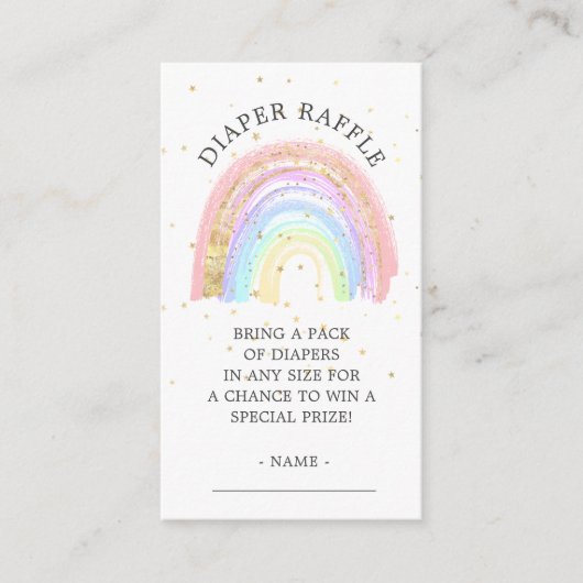 金ゴールドモダンピンクレインボーベビーおむつラッフル エンクロージャーカード (正面)