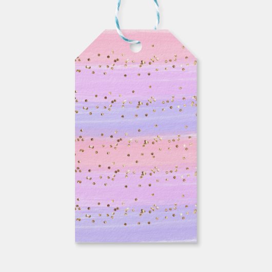 金ゴールドモダンピンクレインボーベビーシャワー特典 ギフトタグ (裏面)