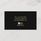 金ゴールドモダンピーコックフェザー美しいサロンスパ 名刺 (裏面)