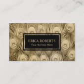 金ゴールドモダンピーコックフェザー美しいサロンスパ 名刺 (正面)