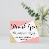 金ゴールドモダンピ結婚ンク感謝していクロ ポストカード (スタンド正面)